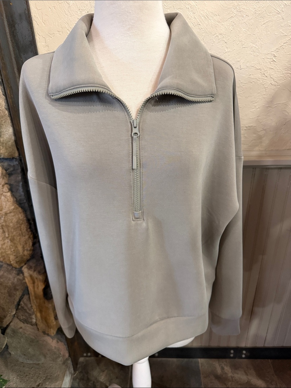 Avia Women's Quarter-Zip Pullover Sweater in Light Gray